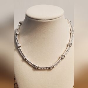 Dazzling Silver Necklace with Crystal Accents